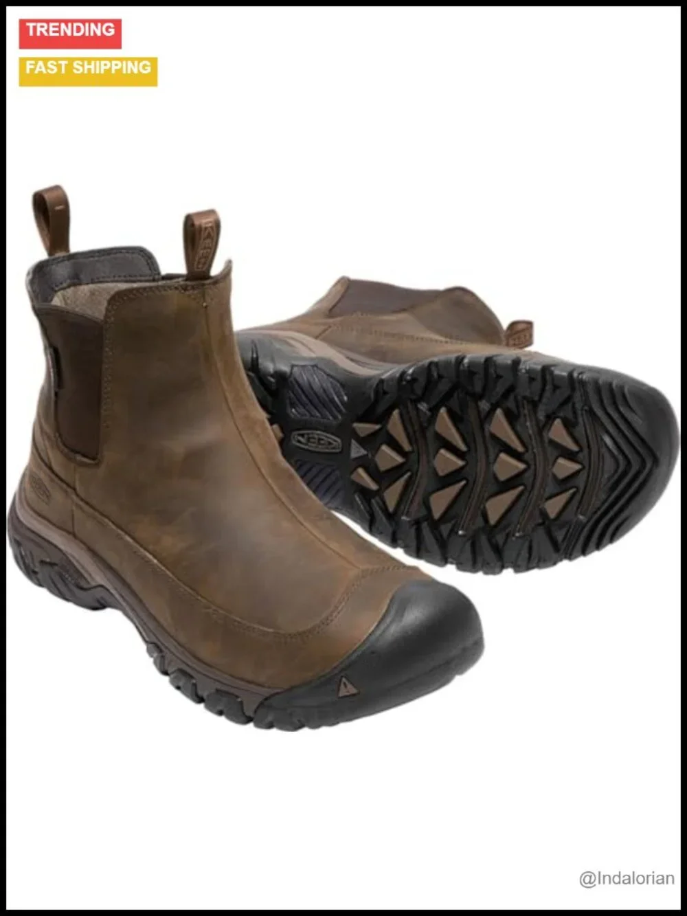 Men's Waterproof Insulated Snow Boots Pull On Mid Calf Leather